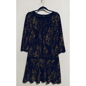 Eva Varro Dress Womens Medium Black Yellow Textured Knit Stretchy Boho Career